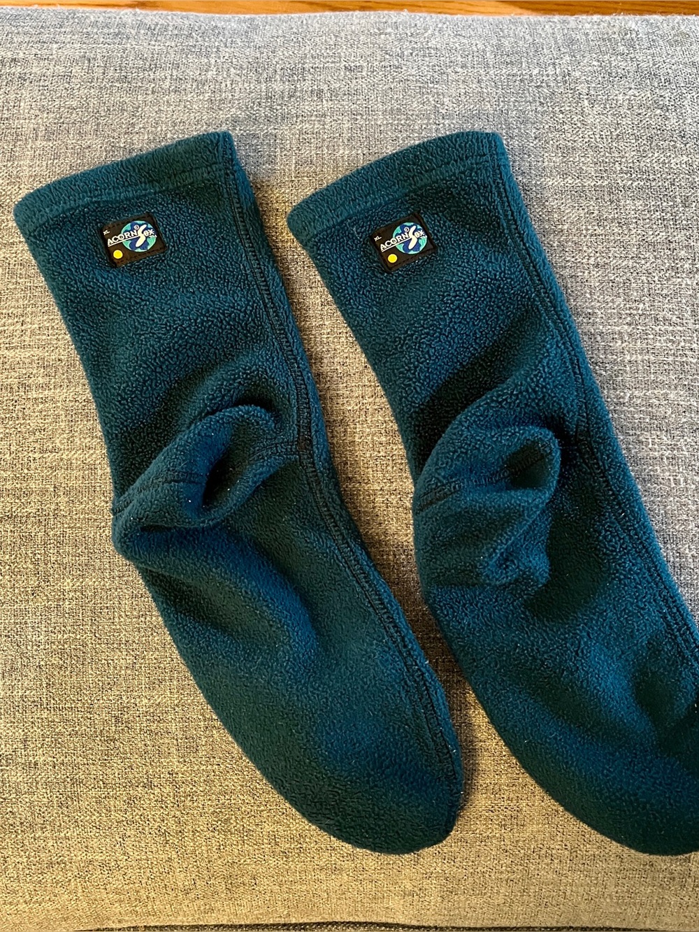 Vintage Acorn Sox Teal Fleece Lounge Cabin Socks Fall Winter Women’s XL